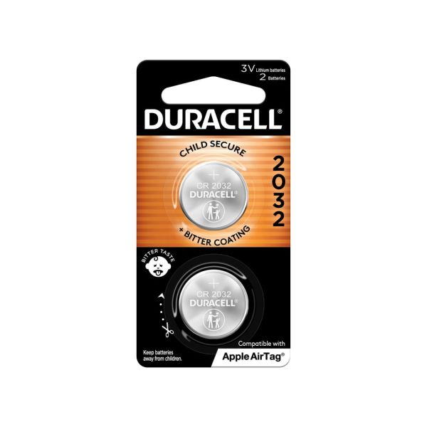 D-DL2032B/2-PK - Duracell 3-Volt Lithium Coin Cell,  2-pack